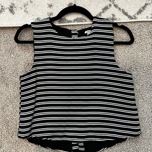 Forever 21 Black and White Striped Crop Tank Top